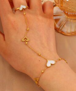 Golden Heart Chain Hand Bracelet