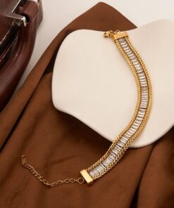 Elegant Zircon Stone Stainless Steel Bracelet for Women