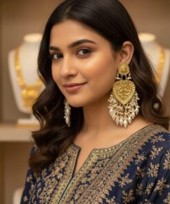 Royal Gold Pearl Jhumka Earrings for Women