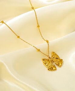 Golden Bow Necklace for Women