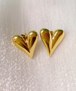 Golden Heart Shape Earrings for Women
