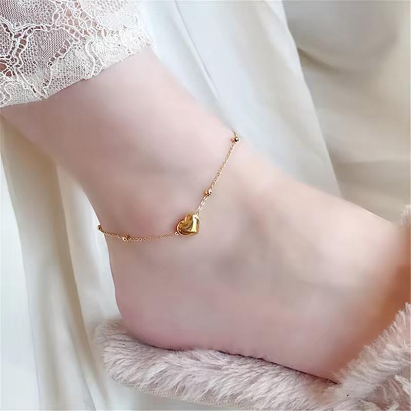 Delicate Heart Golden Anklet - Image 2