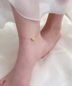 Delicate Heart Golden Anklet