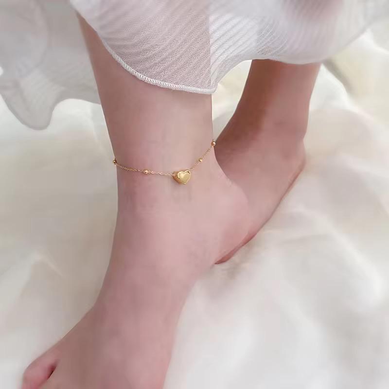 Delicate Heart Golden Anklet