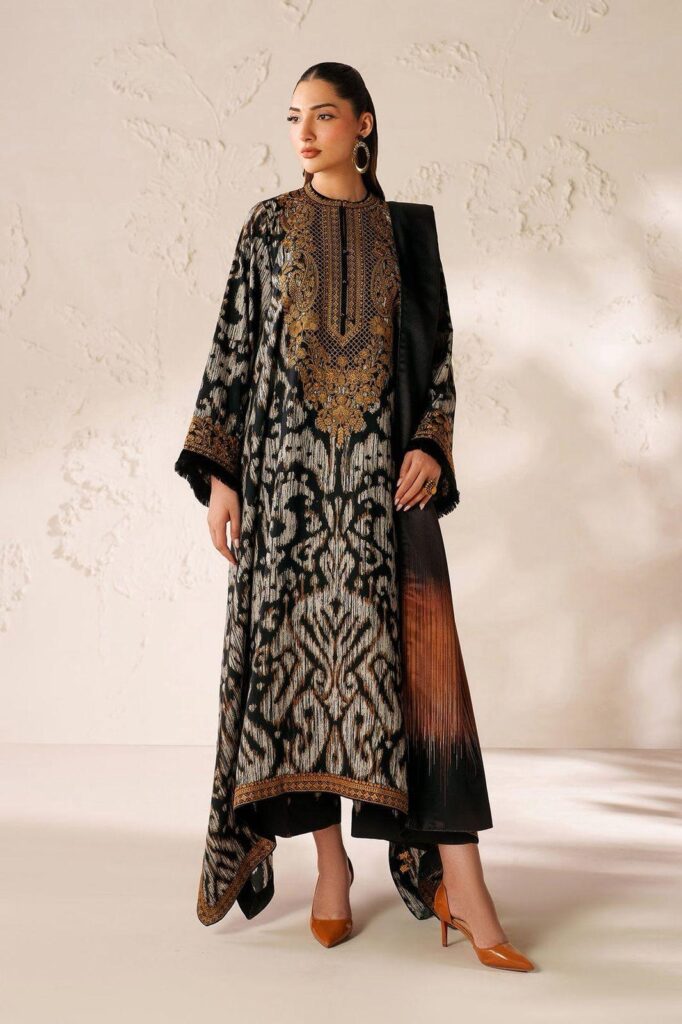 Black Printed Lawn 3PC with Chiffon Dupatta