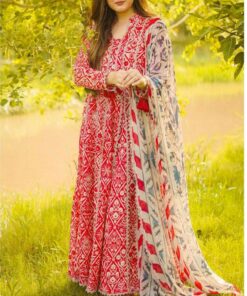 Premium Printed Lawn 3PC with 8 Yards Embroidered Laces & Chiffon Dupatta