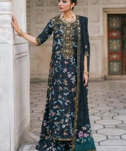 Embroidered Lawn with Digital Printed Silk Dupatta – 3PC Luxury Suit